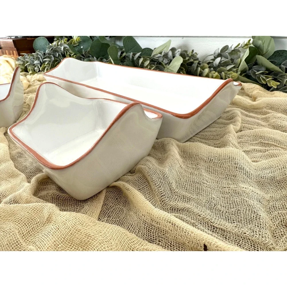 Pier‎ 1 Catarina Condiment bowl set Portugal pottery white terracotta serving